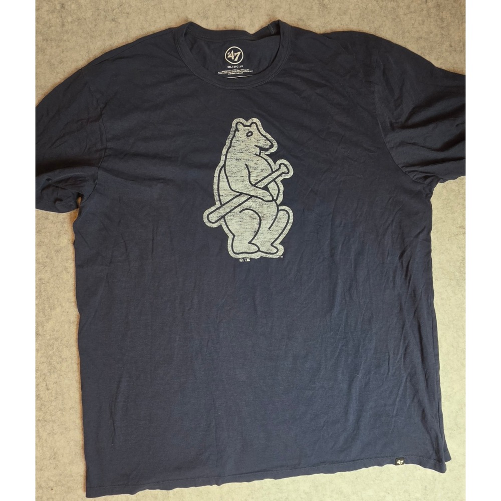 47 Brand Chicago Cubs Retro T-Shirt Navy Blue 3XL Cooperstown 1914 Walking Bear